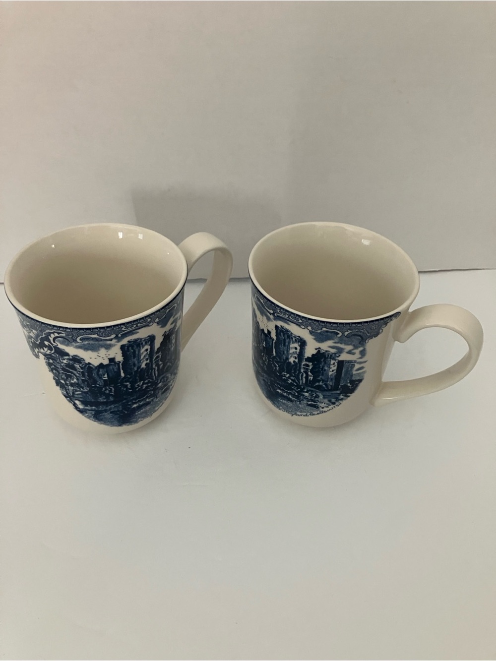 Johnson Bros Ceramic Mug Set - Blue and Cream Finish (Set of 2)